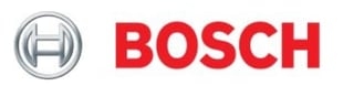 Bosch company logo featuring a circular silver emblem with red text