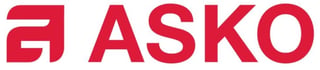 ASKO company logo in red with geometric square symbol on white background