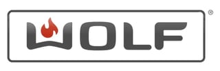 Wolf brand logo with stylized text and red flame icon in rectangular border